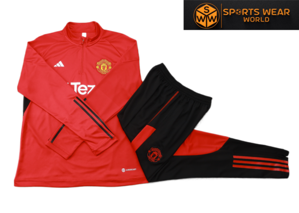 Man Utd Red Half-Zip Tracksuit - Kids - Image 2