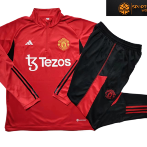 Man Utd Red Half-Zip Tracksuit - Kids