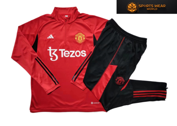 Man Utd Red Half-Zip Tracksuit - Kids