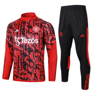 Man Utd Red/Black Half-Zip Tracksuit - Kids