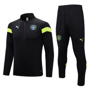 Man City Black Half-Zip Tracksuit - Kids