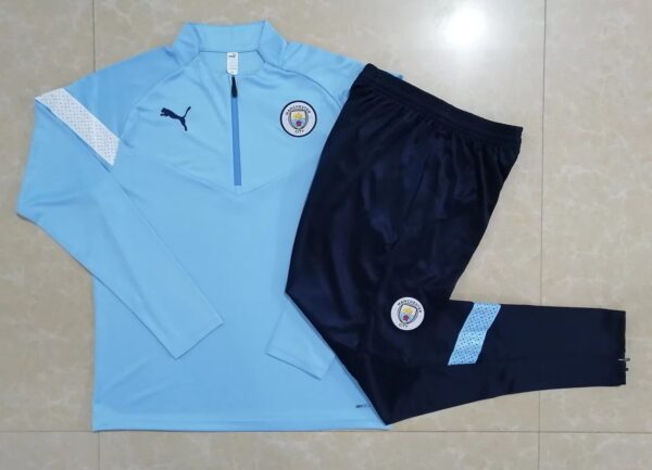 Man City Blue Half-Zip Tracksuit - Kids - Image 3