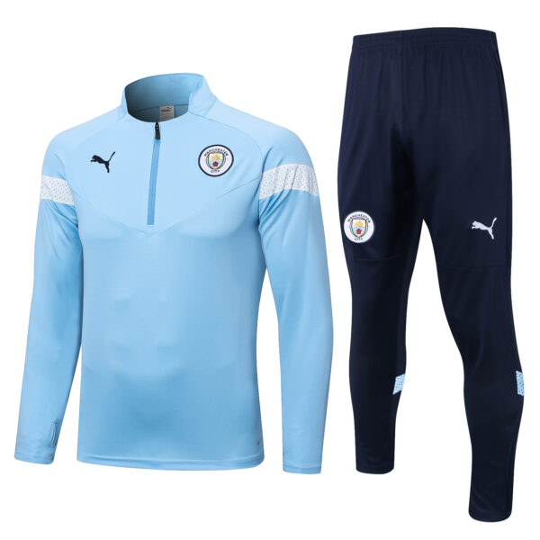 Man City Blue Half-Zip Tracksuit - Kids