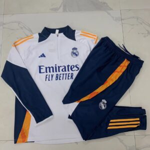 Real Madrid Half-Zip Tracksuit White 24/25