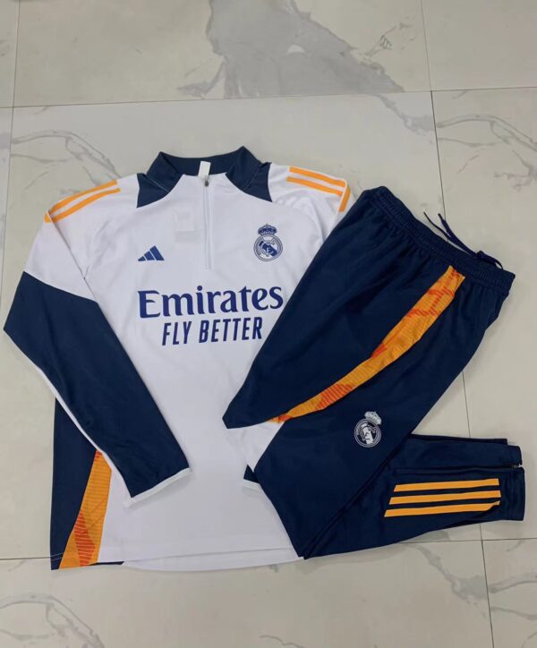 Real Madrid Half-Zip Tracksuit White 24/25