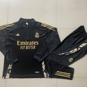 Real Madrid Half-Zip Tracksuit Black/Gold 24/25